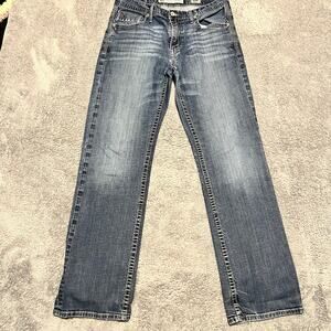 BKE Tyler Jeans Mens 32 Blue Straight Leg Thick Stitch Denim Western (34x32)